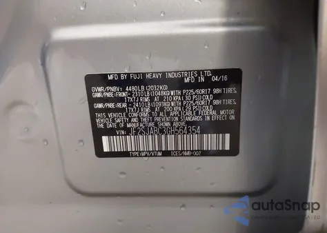 2016 Subaru Forester 2.5I from USA, damaged, VIN JF2SJABC3GH564354